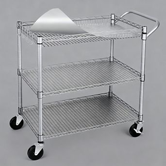 990Lbs Capacity Anti-Rust Rolling Utility Cart with Silent Casters for Kitchens & Offices