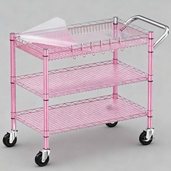 990Lbs Capacity Anti-Rust Rolling Utility Cart with Silent Casters for Kitchens & Offices