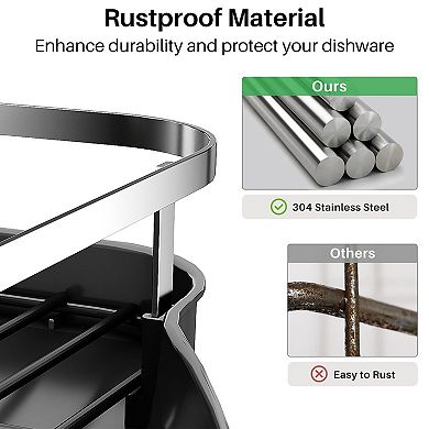 Dish Drying Rack Expandable For Kitchen Counter Drainer With Drainboard Set And Utensil Holder