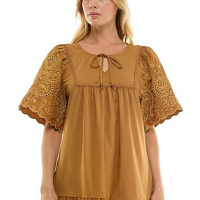 Women's Figueroa & Flower Embroidered Tie Neck Dress