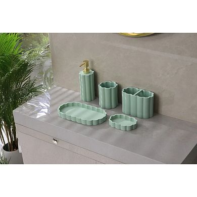 7 Piece Pedal Sage Resin Bathroom Set