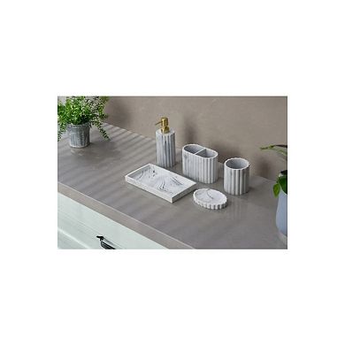 8 Piece White Marble Resin Bathroom Set