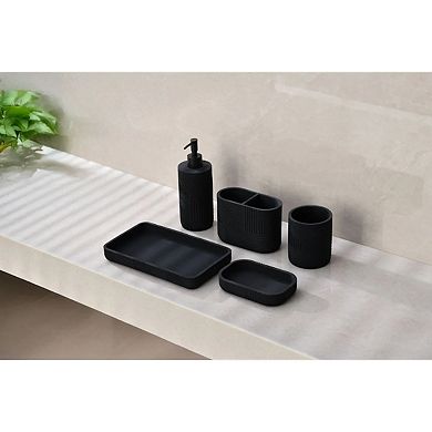 7 Piece Black Urban Grid Bathroom Set