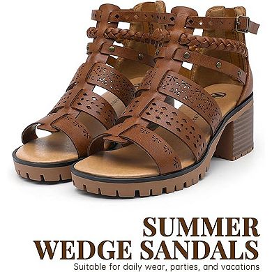 Girls Sandals Open Toe Breathable Summer Sandals with Heel Zipper
