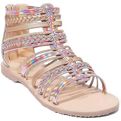Girls Sandals Open Toe Breathable Summer Sandals with Heel Zipper