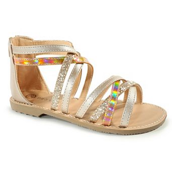 Girls Sandals Open Toe Breathable Summer Sandals with Heel Zipper