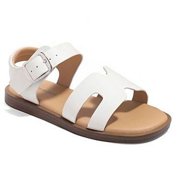 Girls Sandals Open Toe Cute Flats Dress Sandals with Adjustable Buckle