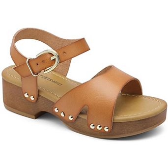 HOMEHOT Girls Sandals Wedge Platform Open Toe Sandals Ankle Strap Summer Heels Dress Shoes