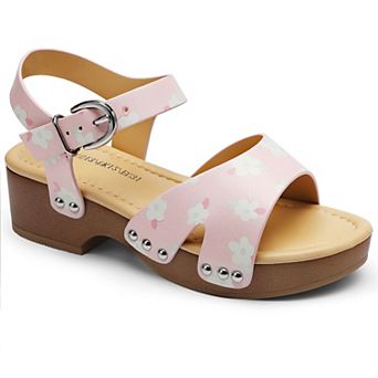 HOMEHOT Girls Sandals Wedge Platform Open Toe Sandals Ankle Strap Summer Heels Dress Shoes