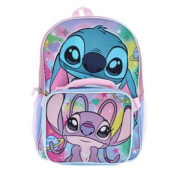 U.P.D., INC Girl's 16 inch Stitch and Angela Backpack and Lunchbox Set