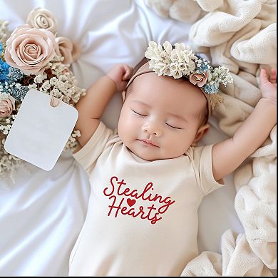 Stealing Hearts Cursive - Baby Short Sleeve Graphic Bodysuit