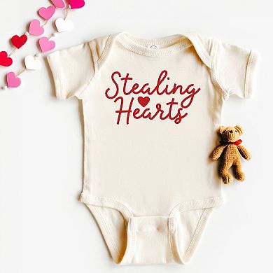 Stealing Hearts Cursive - Baby Short Sleeve Graphic Bodysuit