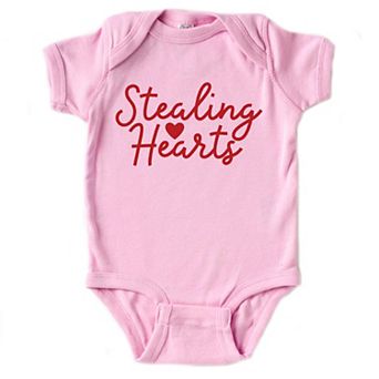 Stealing Hearts Cursive - Baby Short Sleeve Graphic Bodysuit