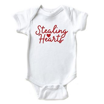 Stealing Hearts Cursive - Baby Short Sleeve Graphic Bodysuit
