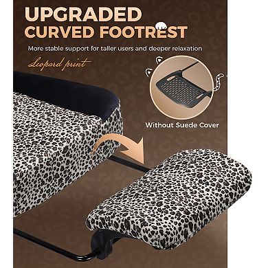CloudRest Pro Leopard Print Gaming Chair with Footrest & Lumbar Pillow