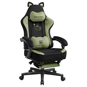 CloudRest Pro Cute Gaming Chair, Velvet Fabric with Footrest