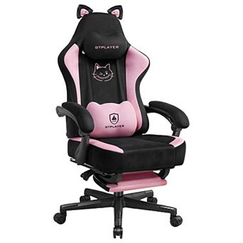 CloudRest Pro Cute Gaming Chair, Velvet Fabric with Footrest