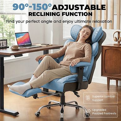 Big & Tall Office Chair with Footrest & Lumbar Support