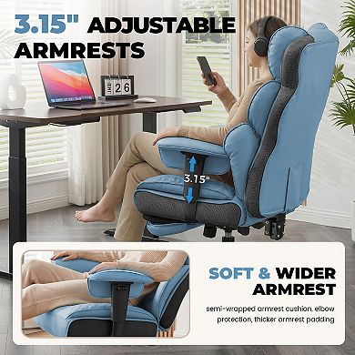 Big & Tall Office Chair with Footrest & Lumbar Support