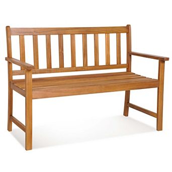 Costway 2-Person Slatted Bench Patio Acacia Wood Loveseat 800 Lbs Outdoor