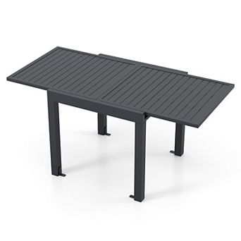 Costway 31.5"-63" Expandable Patio Dining Table for 4-6 Person with Slatted Tabletop