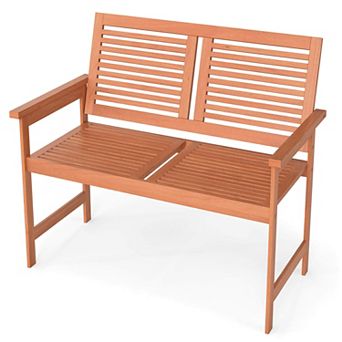 Costway 2-Person Patio Bench with Slatted Backrest and Seat Garden Loveseat Chair Furniture