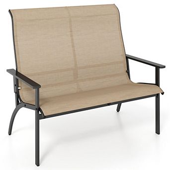 Costway 2-Person Patio Garden Bench with High Back and Armrests 880 lbs Weight Capacity