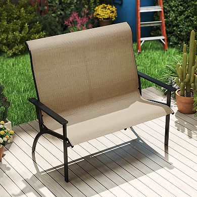 Costway 2-Person Patio Garden Bench with High Back and Armrests 880 lbs Weight Capacity