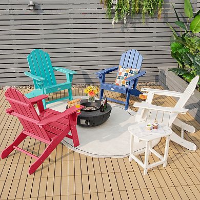 Costway 2 PCS Patio Adirondack Chair Weather Resistant Garden Deck with Cup Holder Navy