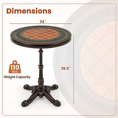 Costway 32" Patio Dining Table with 1.6" Umbrella Hole & Lid DPC Tabletop for Backyard
