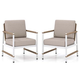 Costway 2 pc Patio Sofa Set with Thick Cushions Modern Bistro Set for Poolside