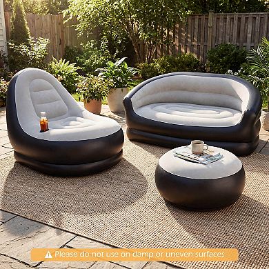 Costway 2-Seater Inflatable Couch with Flocked Surface & Repair Patches for Pop Up Camping