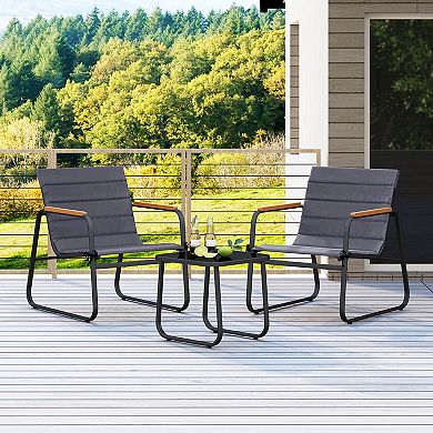 Costway 3 PCS Patio Bistro Set with Cushions & Tempered Glass Coffee Table for Balcony, Lawn