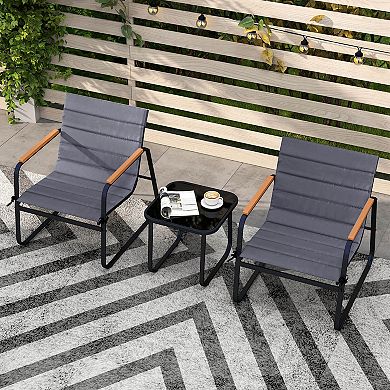Costway 3 PCS Patio Bistro Set with Cushions & Tempered Glass Coffee Table for Balcony, Lawn