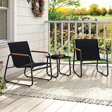 Costway 3 PCS Patio Bistro Set with Cushions & Tempered Glass Coffee Table for Balcony, Lawn