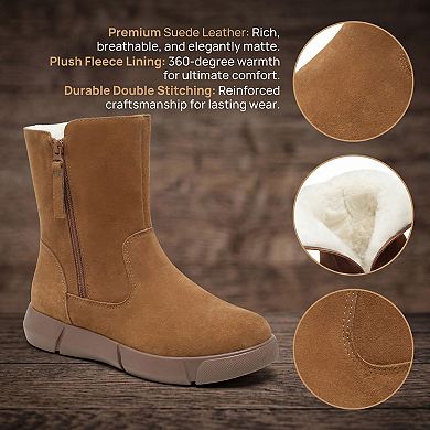 Women's Lightweight Comfortable Side Zipper Mid-Calf Warm Snow Walking Boots