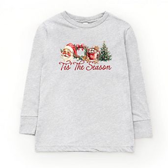 Tis' The Season Watercolor - Youth Long Sleeve Graphic T-Shirt