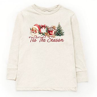 Tis' The Season Watercolor - Youth Long Sleeve Graphic T-Shirt