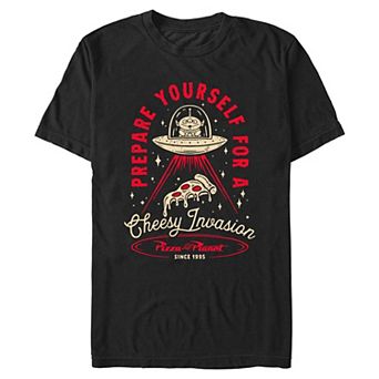 Men's Disney's Toy Story Pizza Planet Cheesy Invasion Graphic Tee
