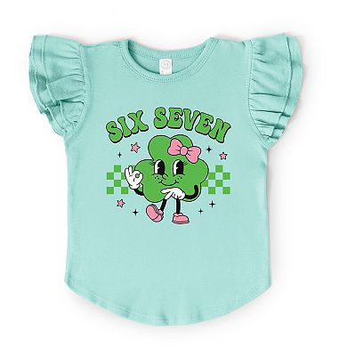 Six Seven Clover Bow - Flutter Sleeve Graphic T-Shirt