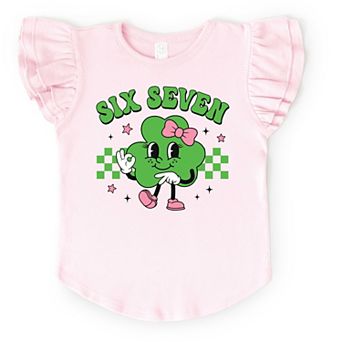 Six Seven Clover Bow - Flutter Sleeve Graphic T-Shirt