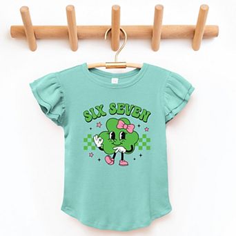 Six Seven Clover Bow - Flutter Sleeve Graphic T-Shirt