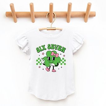 Six Seven Clover Bow - Flutter Sleeve Graphic T-Shirt
