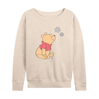 Women's Disney's Winnie The Pooh Snowflakes French Terry Long Sleeve Tee