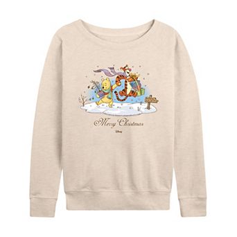 Women's Disney's Winnie The Pooh & Tigger Merry Christmas French Terry Long Sleeve Tee