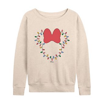 Women's Disney's Minnie Mouse Christmas Lights French Terry Long Sleeve Tee