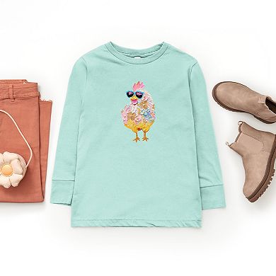 Sunglasses Chick Paint Print - Youth Long Sleeve Graphic T-Shirt