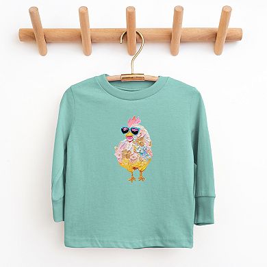 Sunglasses Chick Paint Print - Youth Long Sleeve Graphic T-Shirt