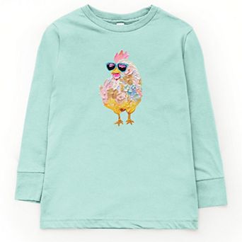 Sunglasses Chick Paint Print - Youth Long Sleeve Graphic T-Shirt