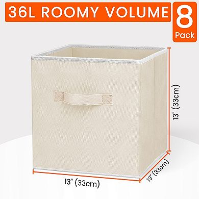 Heavy Duty Fabric Closet Bins 8 Pack Collapsible Cube Organizer Storage Baskets
